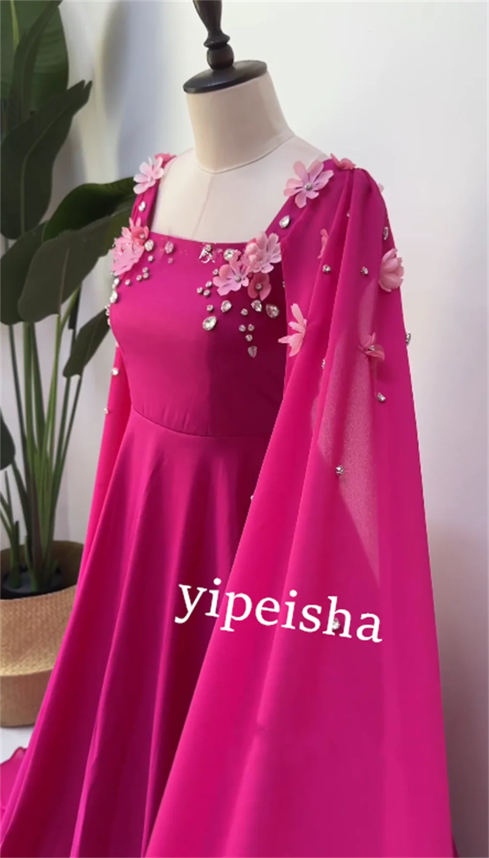 Jersey Draped Beading Applique Birthday Ball Gown·Square Neck Bespoke Occasion Gown Long Dresses