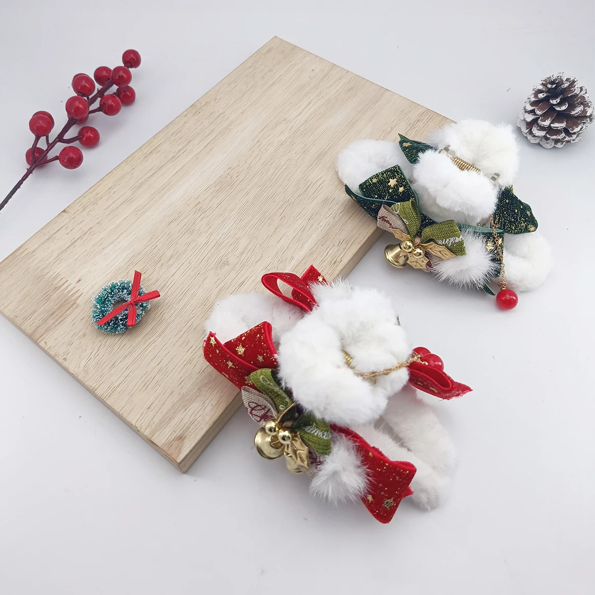 1/2 Buah Jepit Rambut Rumbai Pita Natal Elegan untuk Wanita-Hari Libur, Hari Natal, Hadiah Thanksgiving