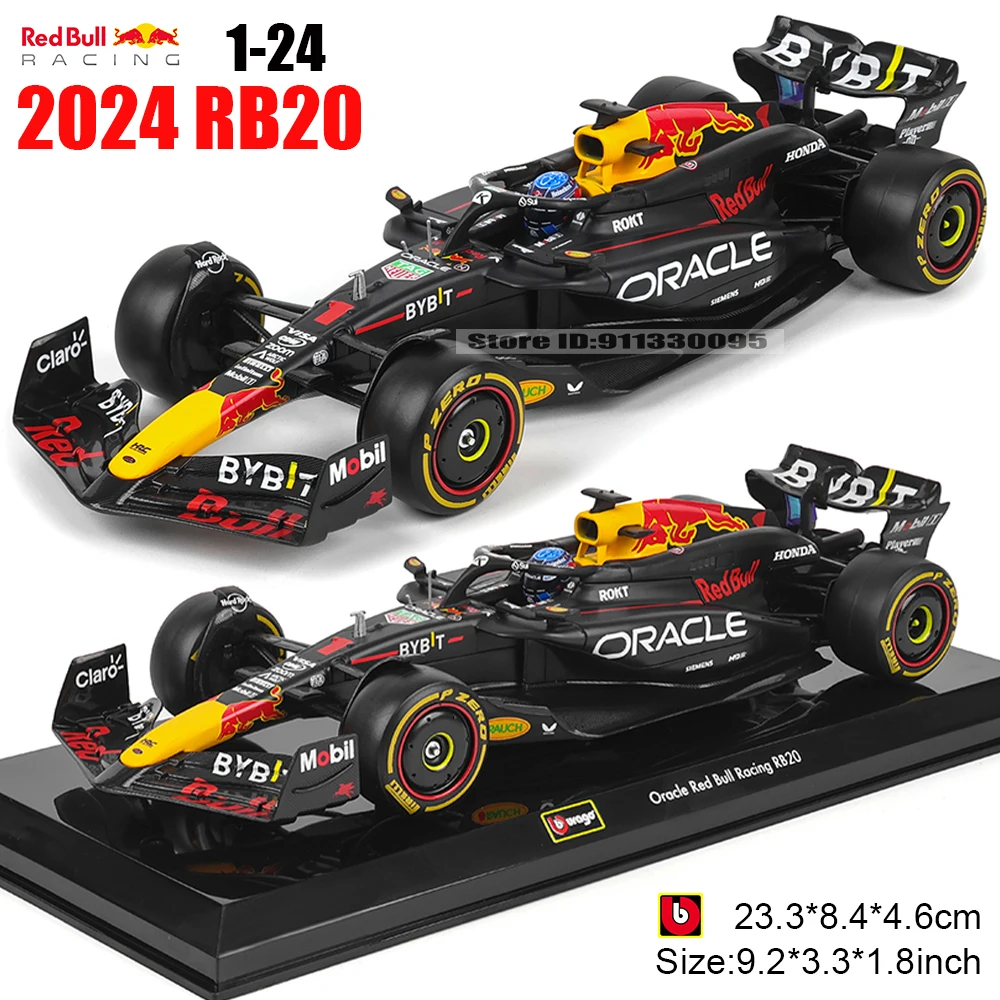 Bburago 1:24 2024 F1 Oracle Red Bull Racing # 1 Verstappen máximo # 11 Sergio Perez Modelo de coche de aleación con juguete de regalo de modelo de coche acrílico