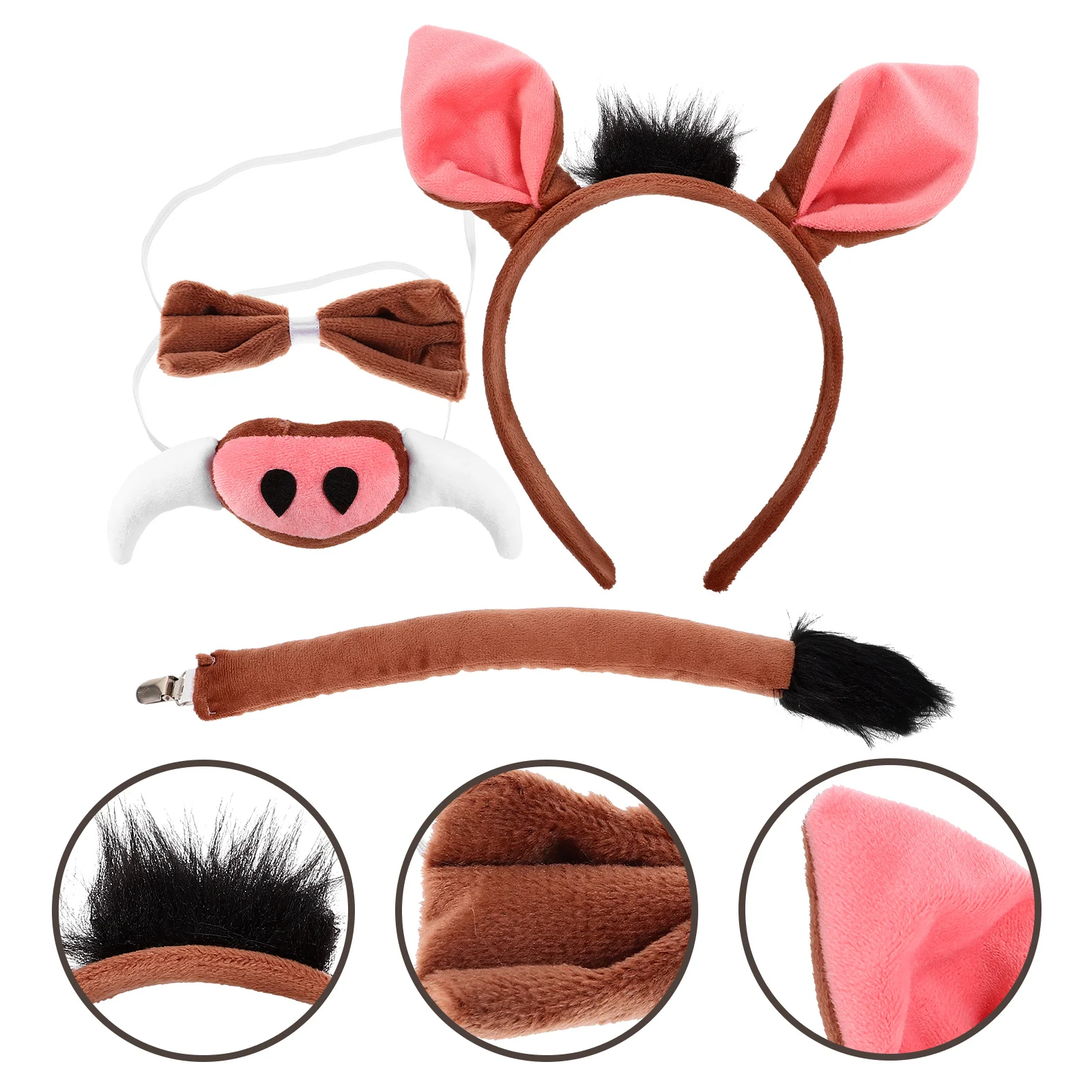 1 Juego de accesorios de Cosplay de animales, diadema con orejas de cerdo, cola de pajarita para disfraz de niños, accesorio de disfraz para actuación de fiesta