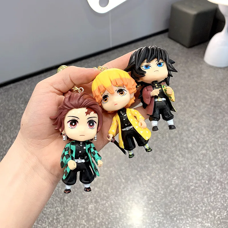 Demon Slayer Keychain Anime Kimetsu Your Bean Cute Tanjiro Doll Keyring Bag Pendent Car Ornaments Accessories Toy Gift