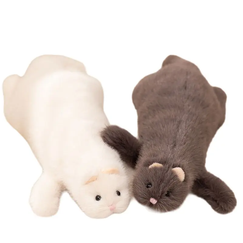 

47 см пушистая плюшевая игрушка для тхора, мягкая серо-белая кукла с изображением животных, кавайный подарок на день рождения