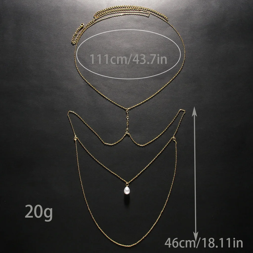 Colgante de gota de agua Simple y sexy, cadena trasera de aleación, vestido de noche para banquete de fiesta, cadena para el cuerpo de mujer