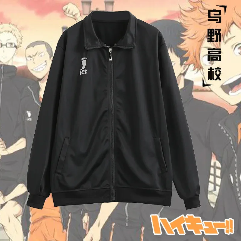 Sky03 Anime Haikyuu chaqueta de Cosplay Haikyuu ropa deportiva negra Karasuno uniforme del Club de voleibol de escuela secundaria disfraces Cosplay C55Ku %