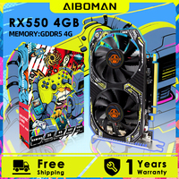 AIBOMAN Black Yellow Cool AMD RX550 4GB GDDR5 Graphics Card 128Bit Dual Fan Computer Assembly Accessories Electric Office Games