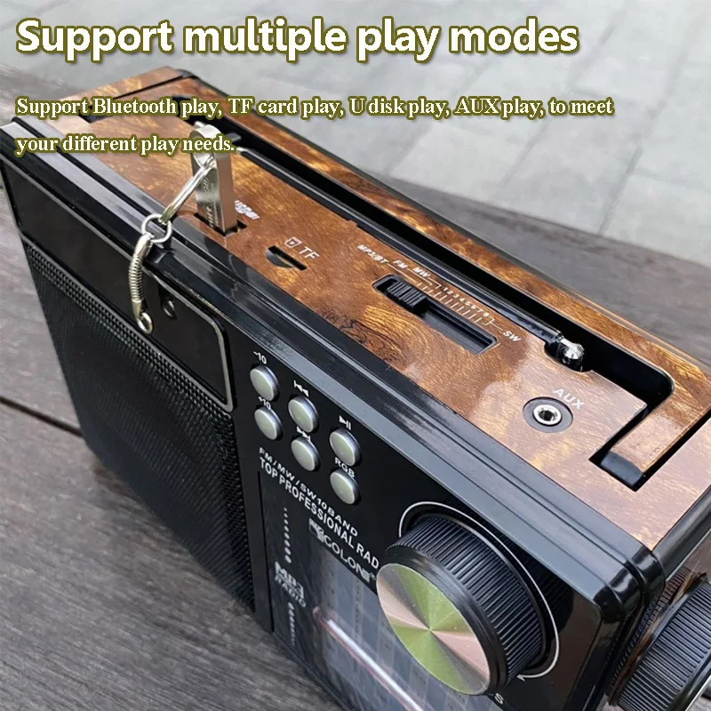 Портативный полнодиапазонный радиоприемник со стабильным сигналом FM AM SW 1-8 Радиоприемник X-BASS Bluetooth Музыкальная шкатулка с RGB-подсветкой TF-карта USB-плеер