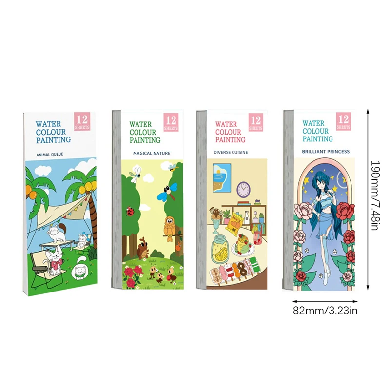 Mini almohadilla de pintura almohadilla de pintura de acuarela libros para colorear libro de pintura de acuarela de bolsillo para adultos y niños 12 páginas