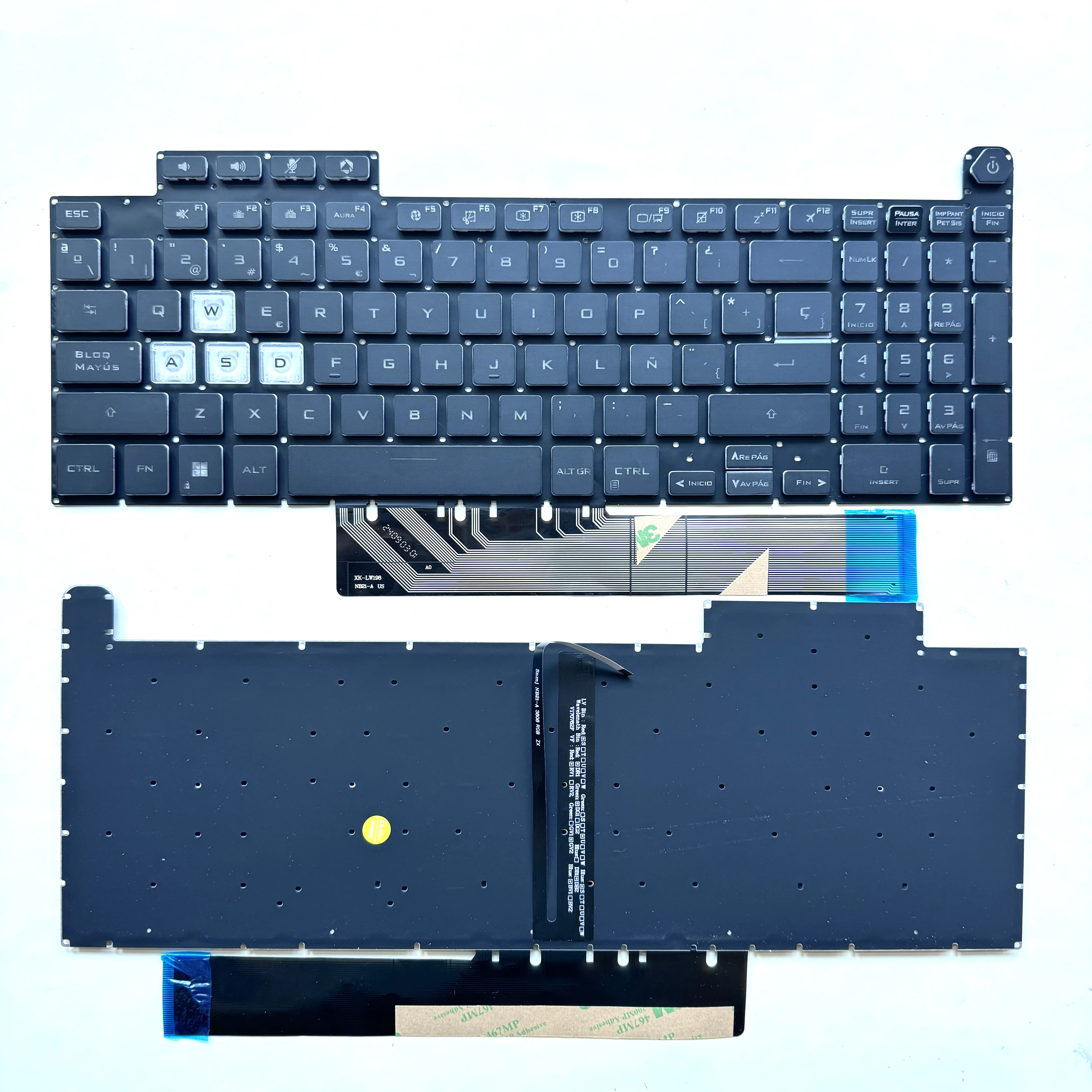 For ASUS TUF Gaming F15 FX507 FX707 FA507 FA507R GA507 FX507Z SP Spain  backlit RGB keyboard