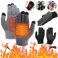 Electric Heated Gloves Touch Screen Outdoor Riding Skiing Mitten USB Heated Gloves Winter Cycling Gloves for Backpacking