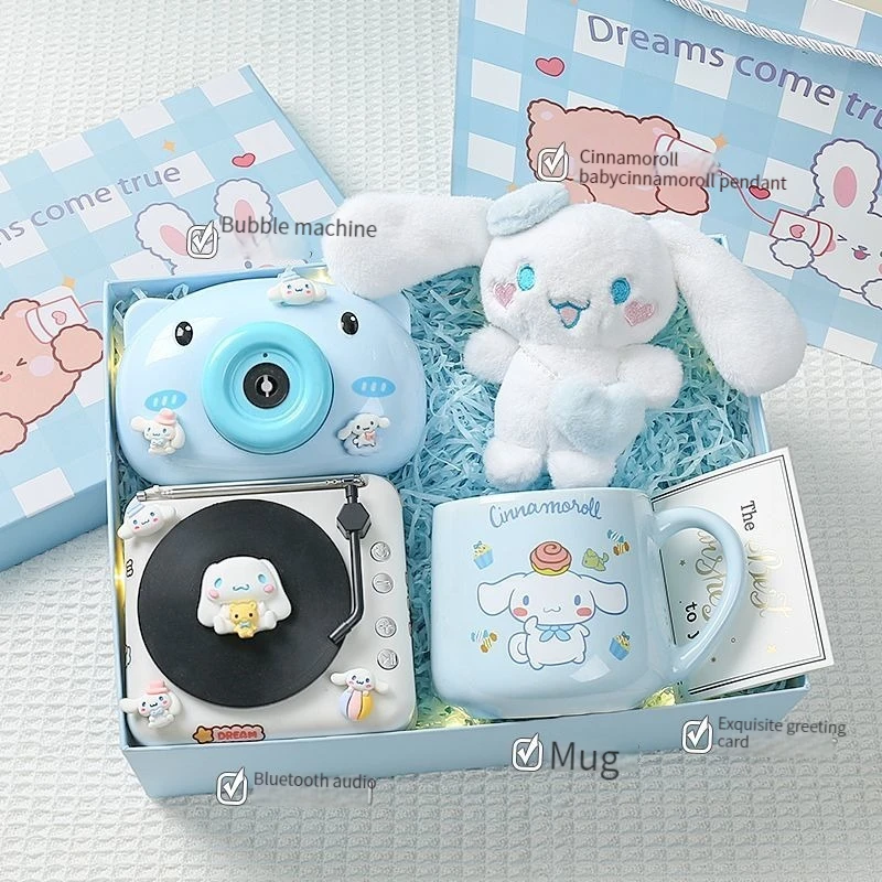 

Sanrio Cinnamoroll Anime Figure Cartoon Doll Set Gift Box Bluetooth Audio Thermos Cup Bubble Machine Girlfriend Birthday Present