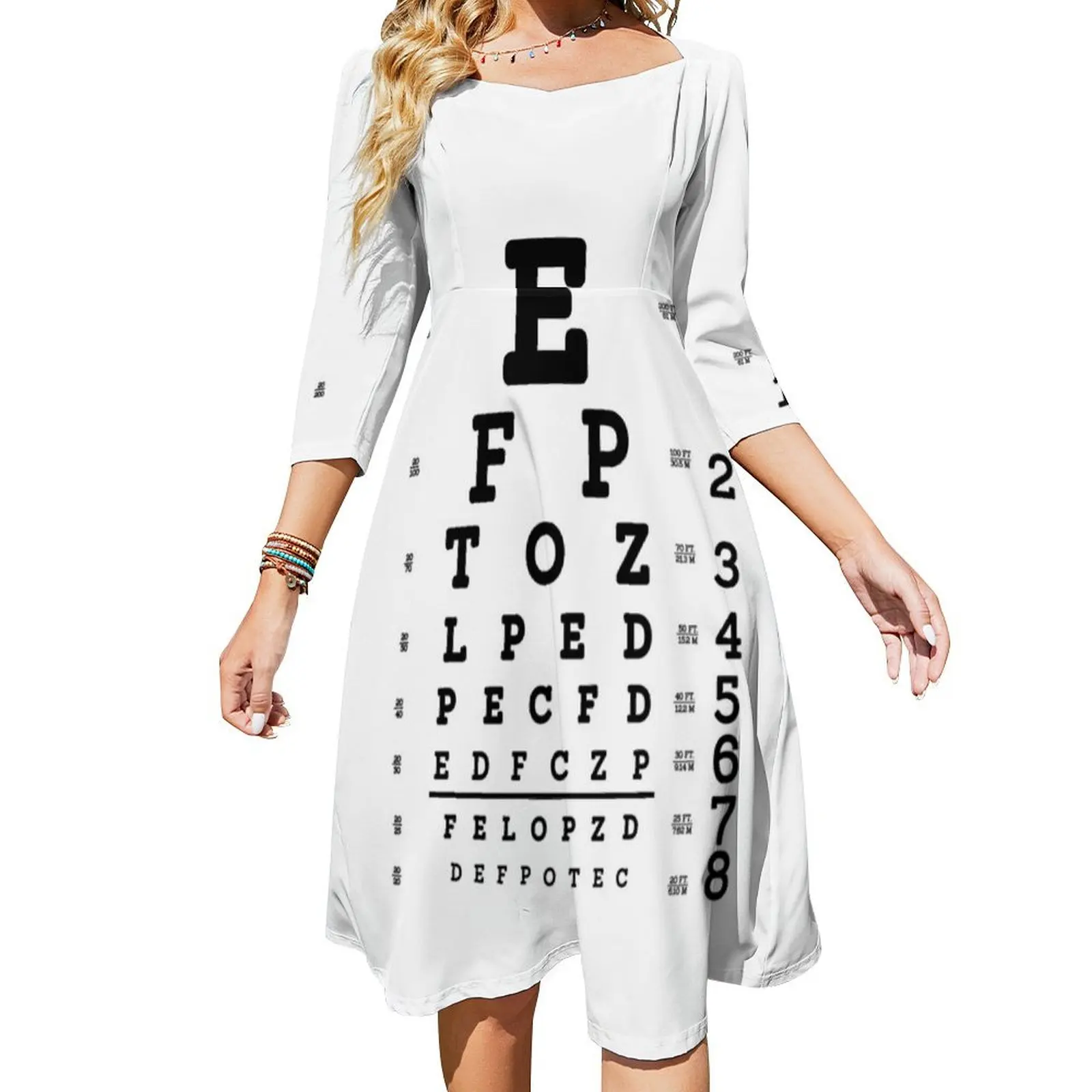 Snellen-Vestido largo acampanado con gráfico de ojos para mujer, ropa elegante de lujo para fiesta, verano, 2024