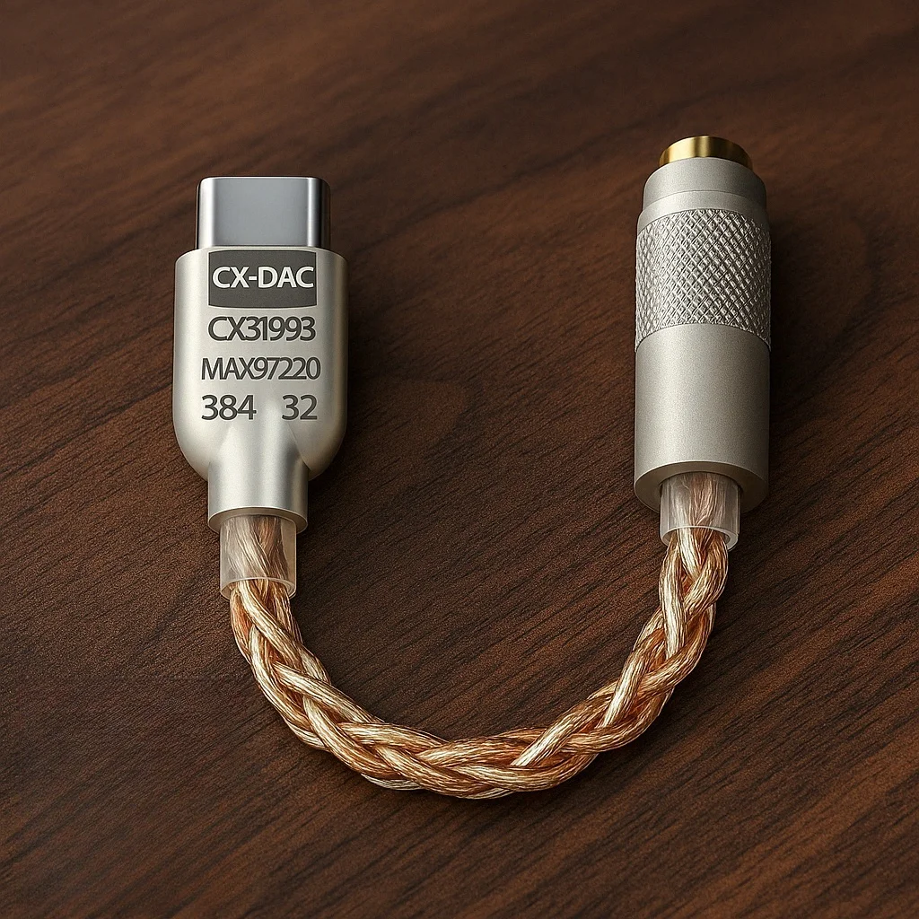 Adapter słuchawkowy DAC typu C do 3,5 mm CX31993 MAX97220 Podwójny kabel wzmacniacza chipowego do komputera z systemem Android HiFi Audio DSD 384 kHz 32-bitowy — zdjęcie produktu 6