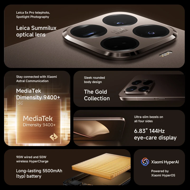 كاميرا World Premiere Xiaomi 15T Pro 5G الذكية 50 ميجابكسل Leica كاميرا MTK الأبعاد 9400+ 6.83 بوصة الإصدار العالمي 90 وات HyperCharge 5500 متر
