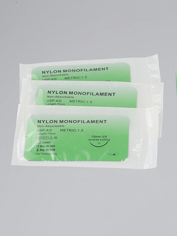 4/0 مجموعة أدوات خياطة الممارسة البيطرية النايلون الحرير الجراح إبرة غرز غير مصابة لتعليم طلاب الطب