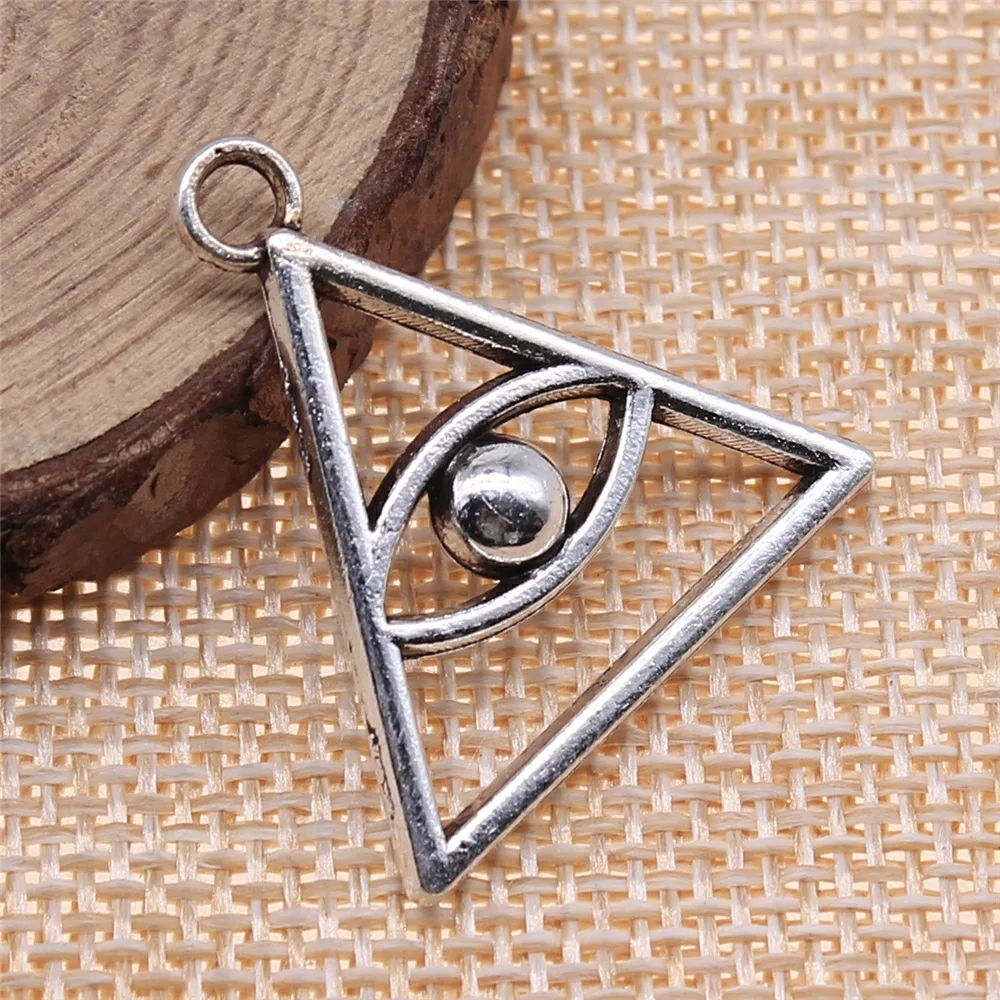 WYSIWYG 3pcs 28x26mm 2 Colors Triangular Eye Charms Pendant For DIY Jewelry Making Handmade Jewelry Craft Findings