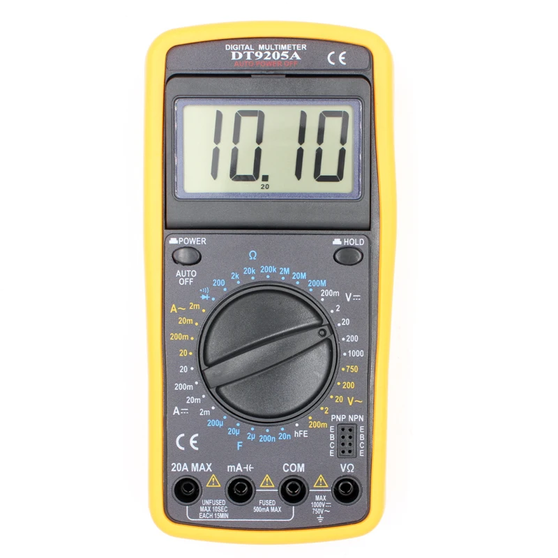 Dt9205a Professional Digital Multimeter Electric Handheld Ammeter Voltmeter Resistance Capacitance Hfe Tester Ac Dc Lcd