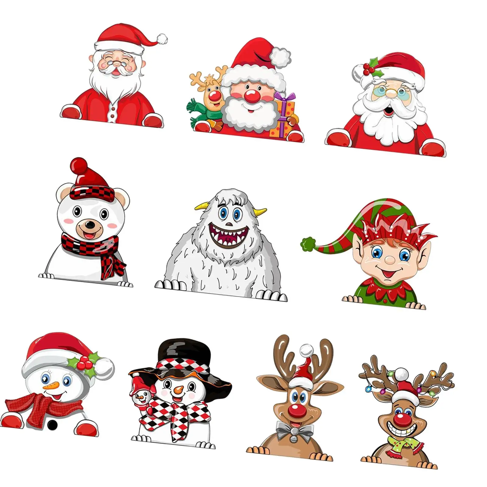 10Pcs Christmas Car Window Decals Windshield Stickers for Wall Van Suvs