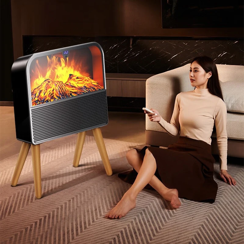 Infrared Graphene Heater Retro Design High Polymer Purifying Air Quick Heating 3D Fireplace Bathroom Wall-mounted