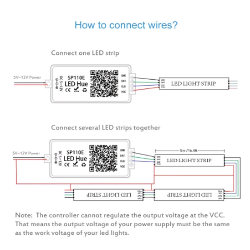 Sp110e Bluetooth Controller Led Mini Individueel Adresseerbaar Licht, Ws2812b Strip Licht Met DC5V-24V