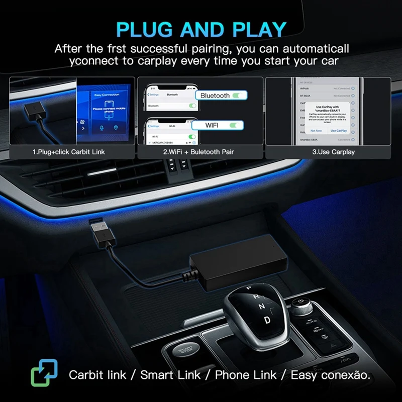 Plug And Play Carbit Link To Wireless Carplay Android AUTO Box Car Navigation Smart Car Machine Interconnection