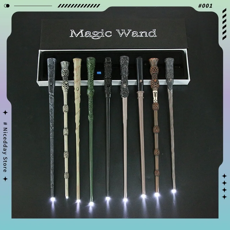 Harry Potter Magic Wand Figure With Lighting Cosplay Wizard Props Model Toy Decor Collection Kid X-Mas Birthday Gift Adult