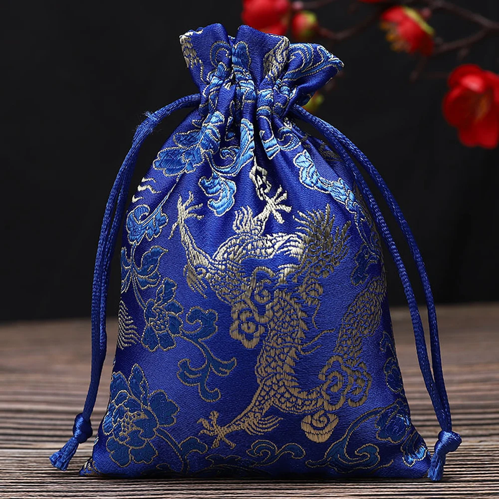 

Tie Candy Drawstring Embroidered Party Wedding Jewelry Packaging Bag Pouch Storage Bag Satin