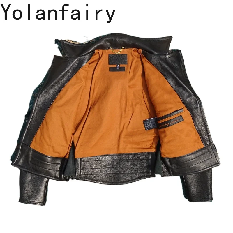 YOLANFAIRY 100% Genuine Leather Jacket Men Fashion Real Cow Leather Coat Man Clothes Luxury High Quality Man Jacket Original