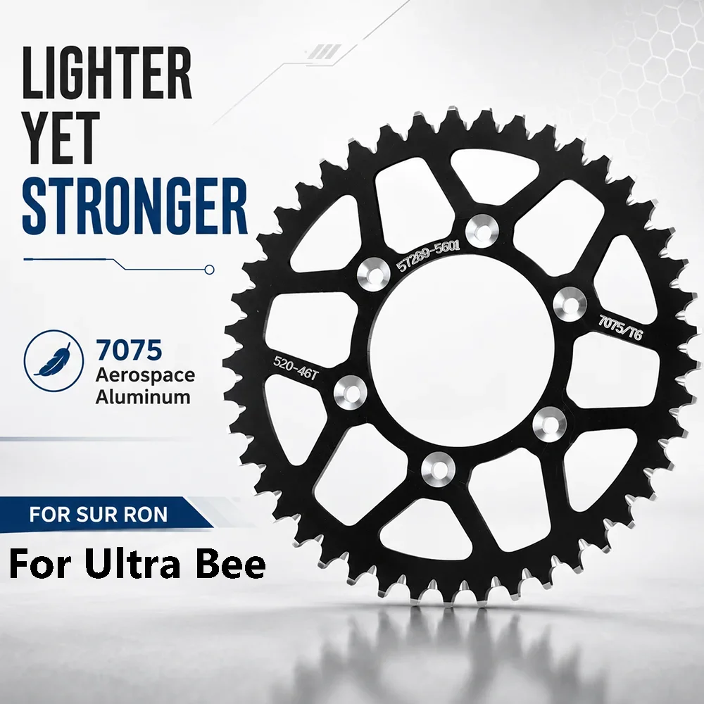 For Sur Ron Ultra Bee Surron Ultrabee Electric Dirt Bike Motorcycle Rear Sprocket 520 Chain 46T 50T 54T Tooth 7075 Aluminium