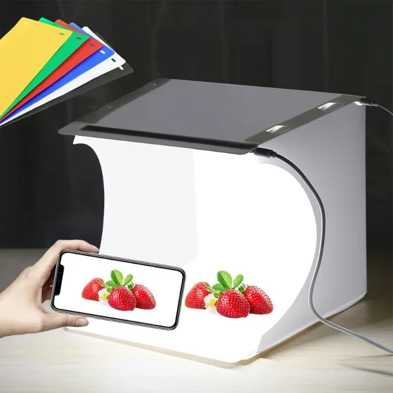 20cm Portable Folding Photobox Photography LED Light Room Photo Studio Lightbox Tent Soft Box Backdrops Photobox For DSLR Camera
