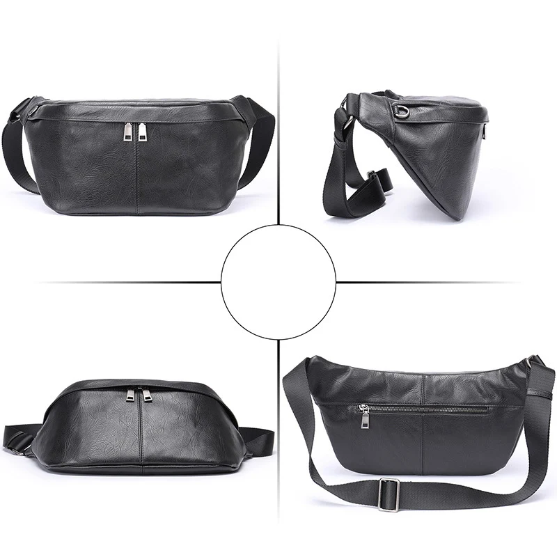 Big Size Leather Chest Bag Waist Pouch Real Cowhide Chest Pack Real Cowhide Crossbody Sling Bags Outdoor Men Fanny Pack