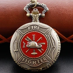 Red Fire Hat Steampunk Roman Digital Quartz Pocket Watch Blue Ancient Case Necklace Pendant Clock Chain Men's and Women's Gift