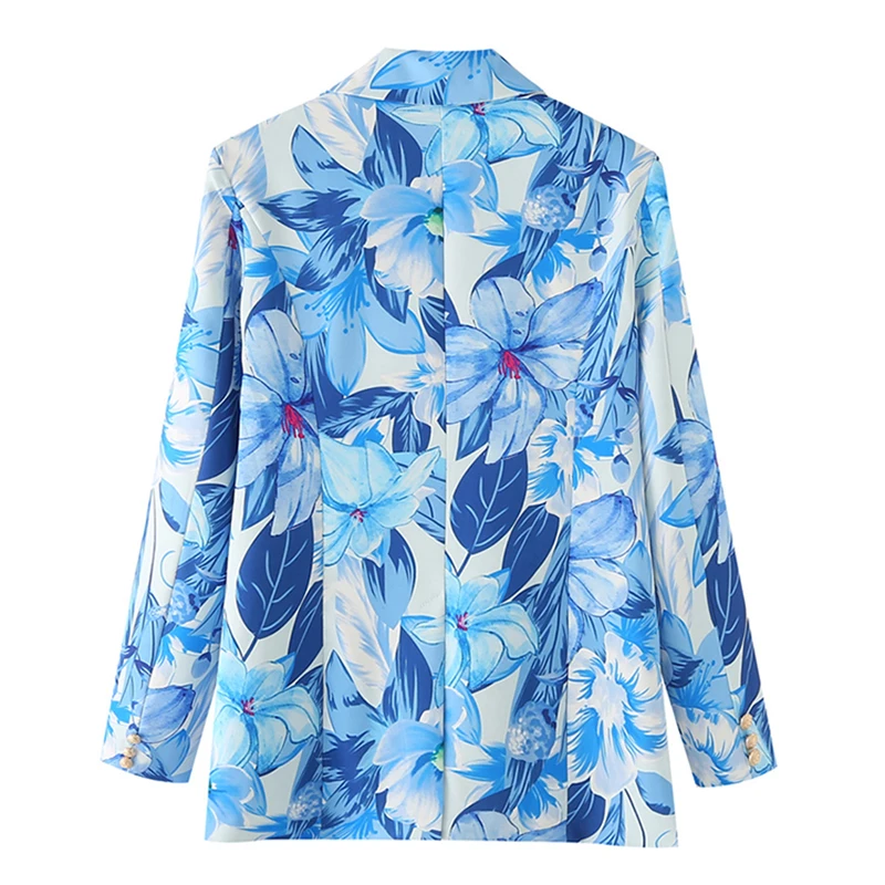 Vintage Flower Printing Women Suit Jacket Women Spring Autumn New Notched Collar Single-breasted Long Sleeve Female Blazers Coat