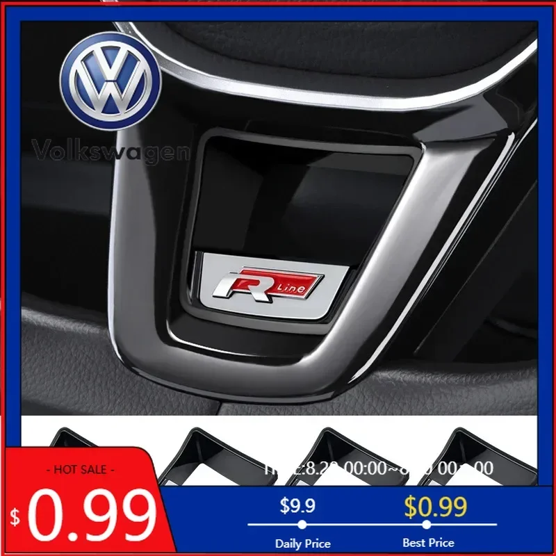 

VW 2026 Hot The steering wheel decorative sticker RLine logo is applicable to the Volkswagen Passat GTI Polo Golf Scirocco Jetta