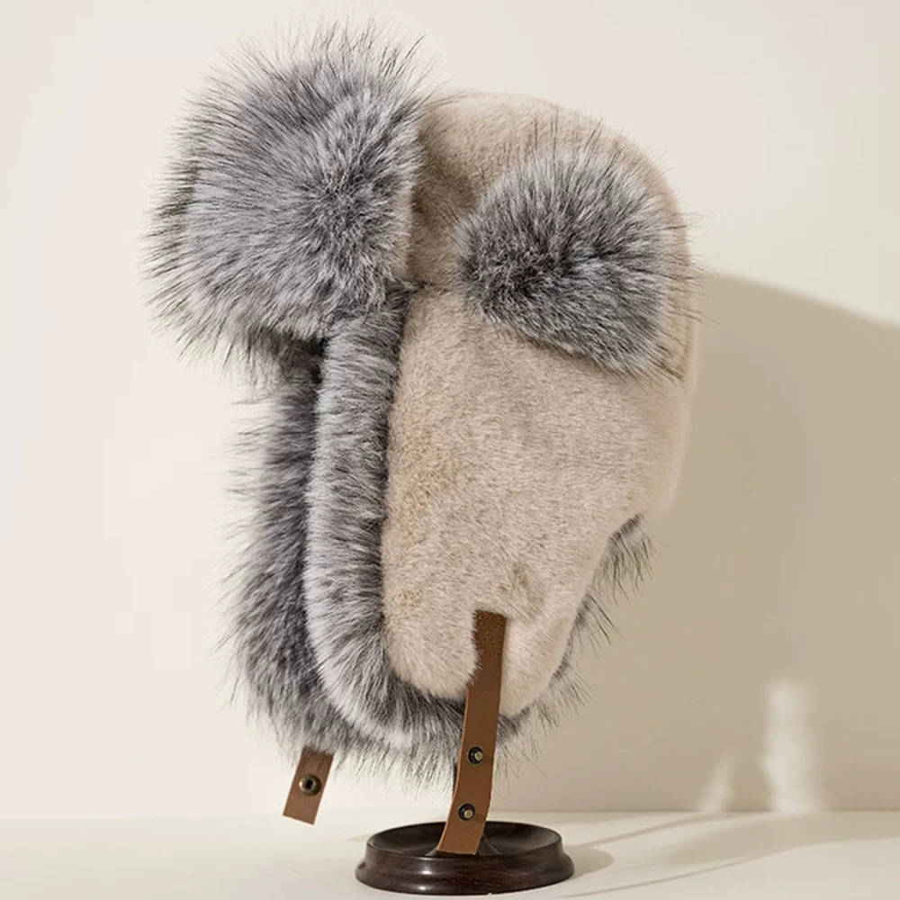 HT4990 Cappelli bomber Cappelli di pelliccia invernali spessi e caldi per uomo Donna Uomo Donna Snow Ski Trapper Berretto con paraorecchie Soffice cappello russo Colbacco