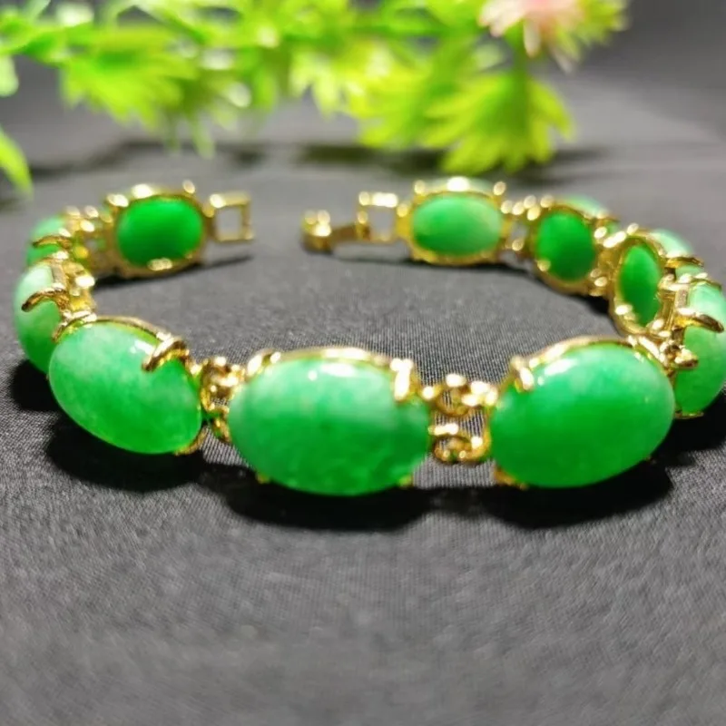 Premium Quartzite Jade Bracelet with Peace Buckle & Oval Inlay, Classic All-Match Daily Wrist Jewelry