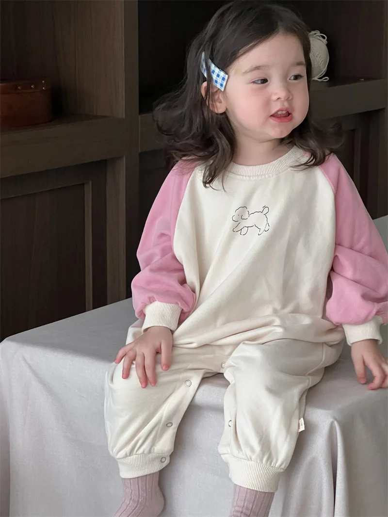 2026 ربيع جديد طفل طويل الأكمام المرقعة رومبير القطن الرضع فتاة لطيف الكرتون بذلة غير رسمية الوليد الملابس 0-24 متر #2