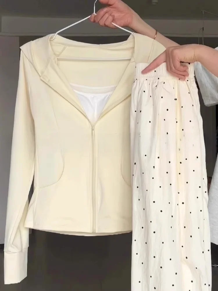 

Slim Fit Sun Protection Clothing Women's Ice Silk Waist Cinching Thin Summer Fashionable UV Protection Shirt Short Sleeve Zipper