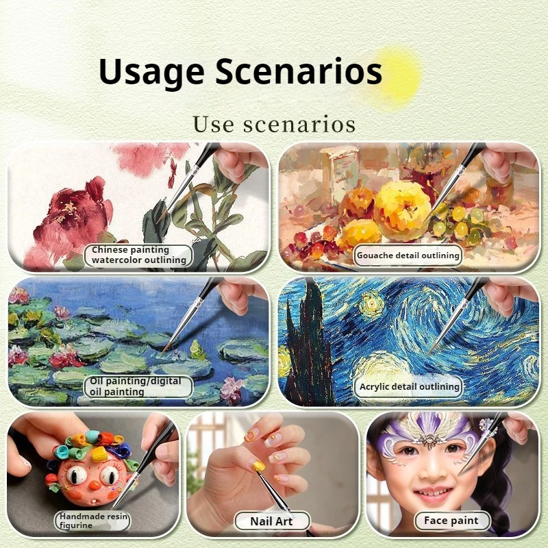 4/11 قطعة مجموعة فرشاة طلاء مصغرة المهنية النايلون عدد اللوحة فرشاة هوك خط القلم رسمت باليد اضافية غرامة فرشاة الرسم