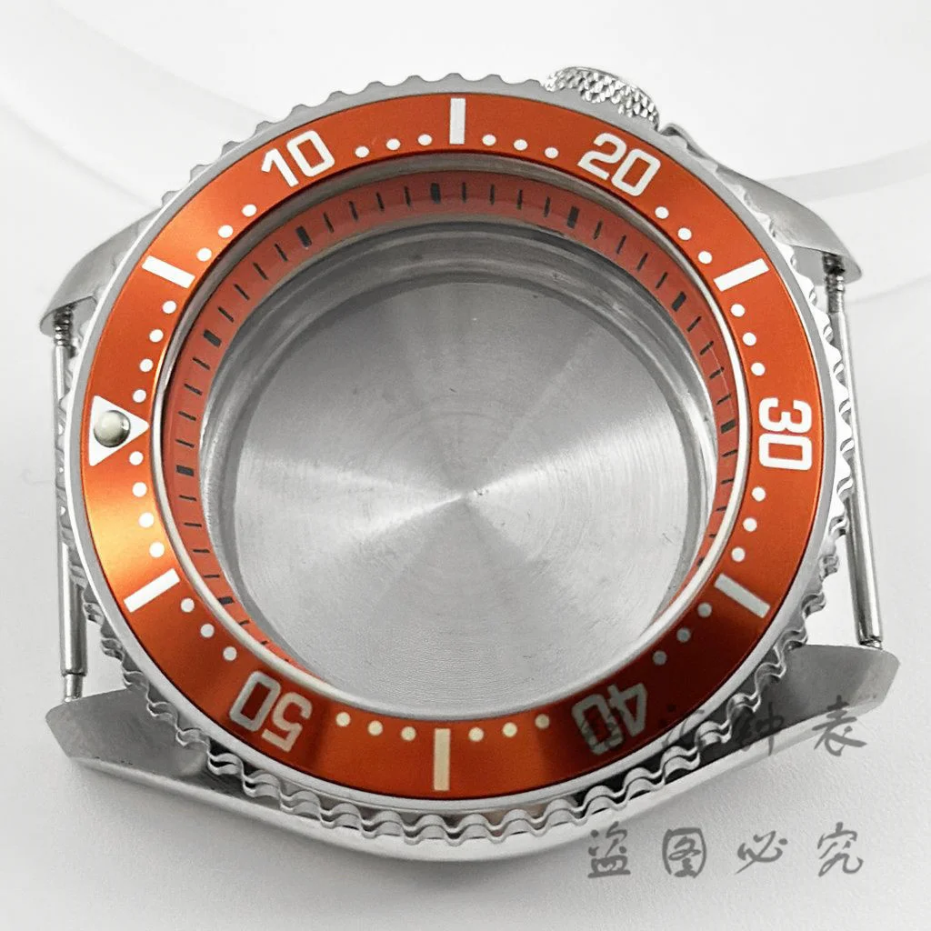 42mm Orange Ring Watch Case Silver Stainless Steel Watch Case Fit NH35 NH36 7S26 7S36 4R35 4R36 Movement