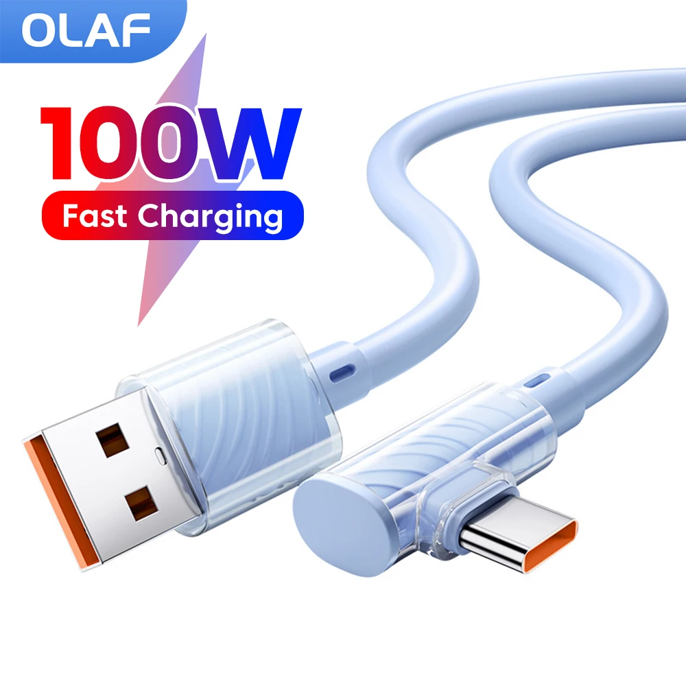 

100W USB Type C Cable 90 Degree Elbow USB A To Type C Fast Charging Data Cable For Iphone 17 16 15 Xiaomi huawei USBA to C Cable