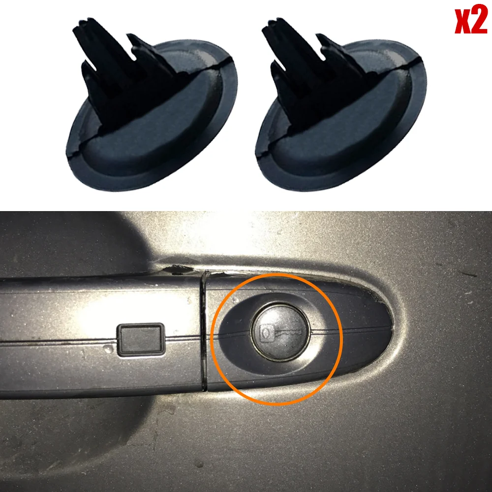 2x Auto Door Handle Lock KeyHole Cap Plug﻿ Fastener Clips Black For Hyundai Solaris RB 2010 2011 2012 2013 2014 2015 2016 2017