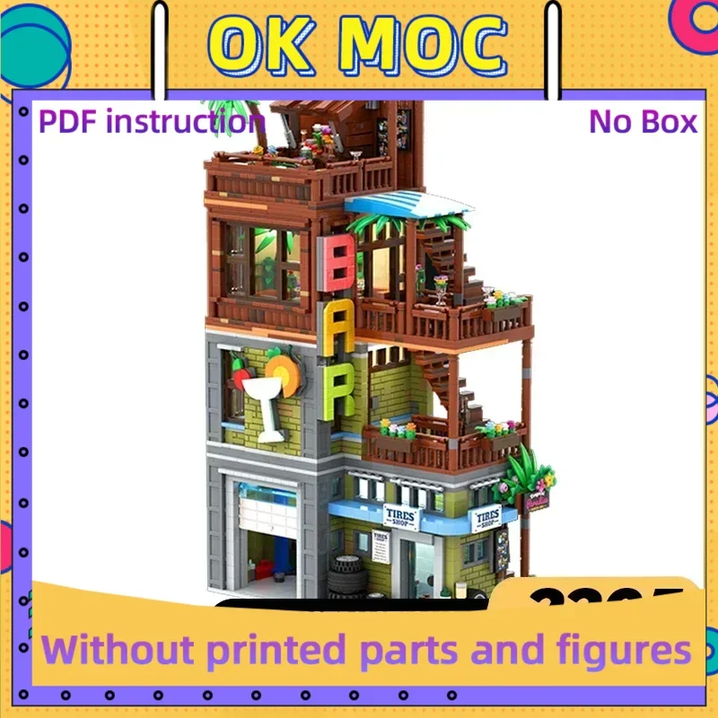 

Модель Street View Moc, строительные кирпичи, коктейльный бар и магазин шин, технология, модульные блоки, подарок, рождественские игрушки, наборы «сделай сам», сборка