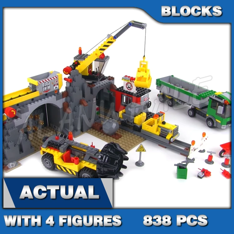 

838pcs City The Mine Drill Machine Transport Train Truck Crane Jackhammer 02071 Building Block Toys Compatible With Model