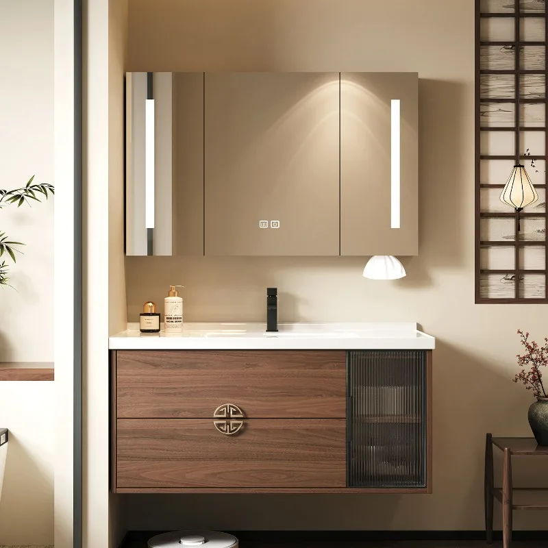 

Modern new Chinese bathroom cabinet integrated ceramic basin toilet washbasin cabinet