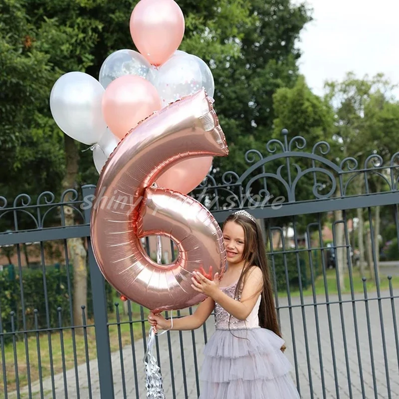 40inch Rose Gold Number Balloons Big Silver Red Black Figure Foil Balloon Wedding Kids Happy Birthday Party Festival Decoration