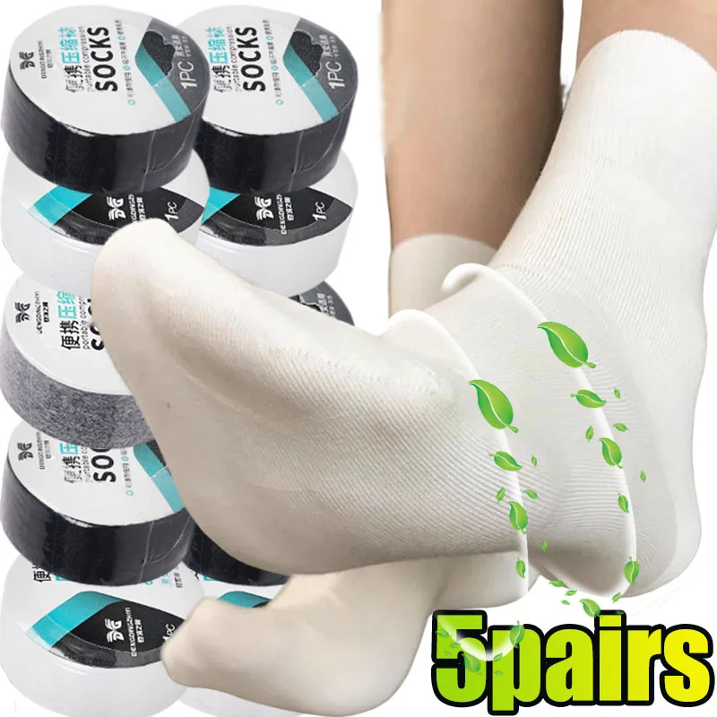 5/1Pairs Disposable Socks Outdoor Portable Compression Travel Sock One Time Thin Sweat Absorbing Cotton Sock Sport Men Women