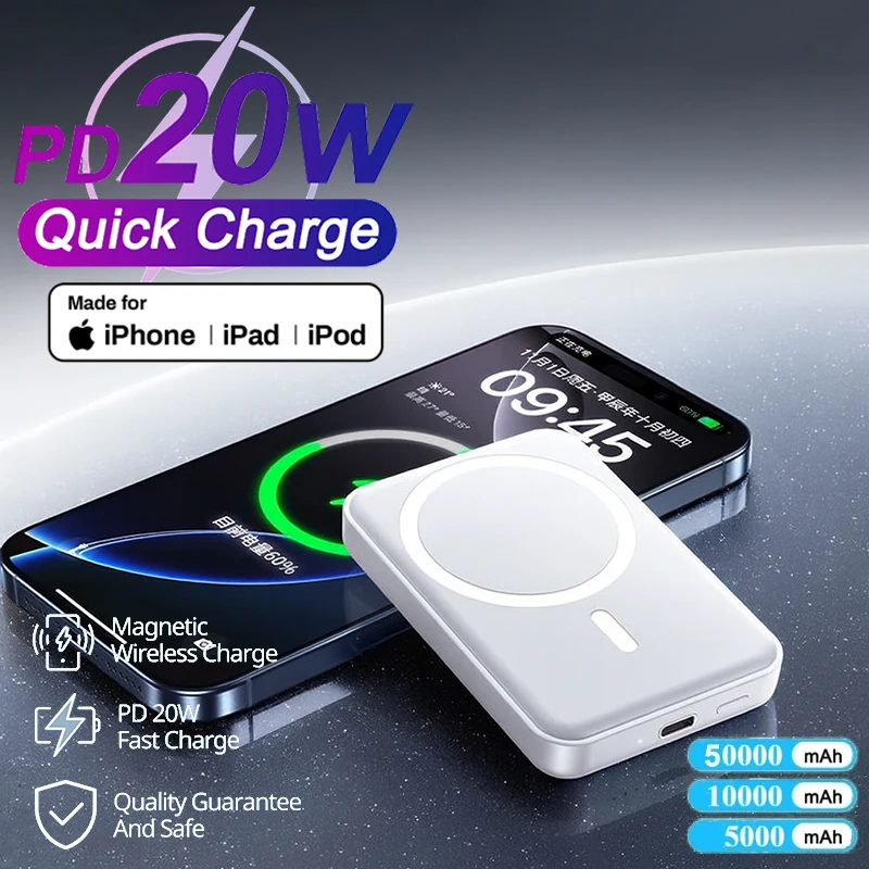 Imagen de Apple original magnética powerbank batería de repuesto externa cargador inalámbrico portátil carga rápida para iPhone 12 13 14 15 16 17 pro Max MagSafes banco de energía