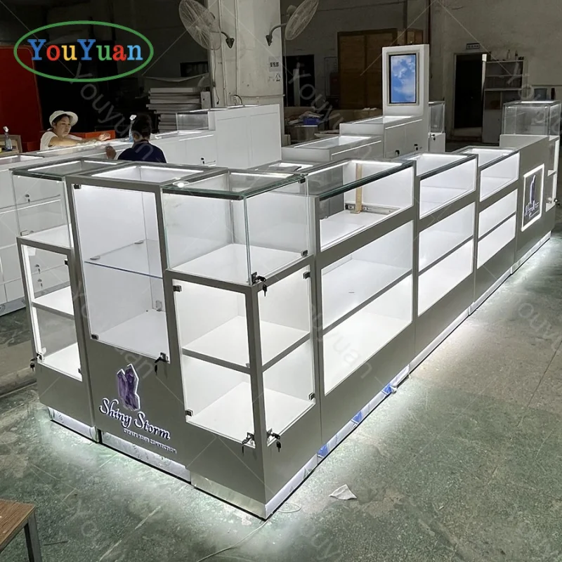 (Customized) high quality jewelry display table with 6000K LED light and checkout counter jewellery match mall