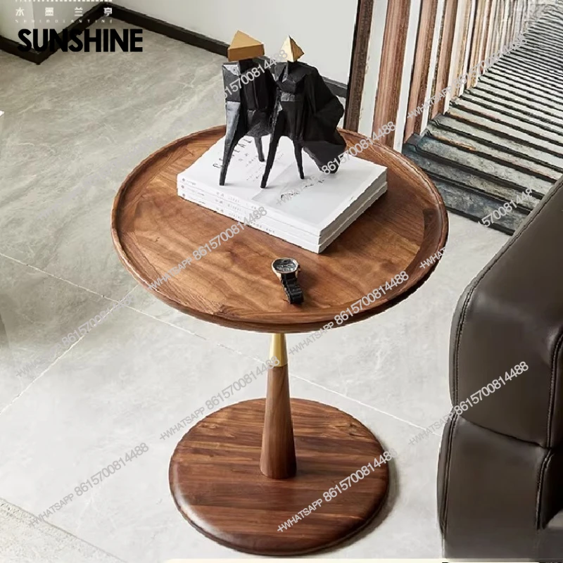 

Nordic simple modern solid wood edge few home living room creative sofa small round few