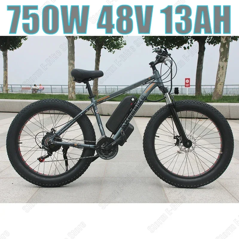 AKEZ Mountain Off-Road E-bicycle 750W Powerful Motor 48V13AH battery 26*4.0 Tire Snow EBike 35KM/H Urban Commuter Electric Bike